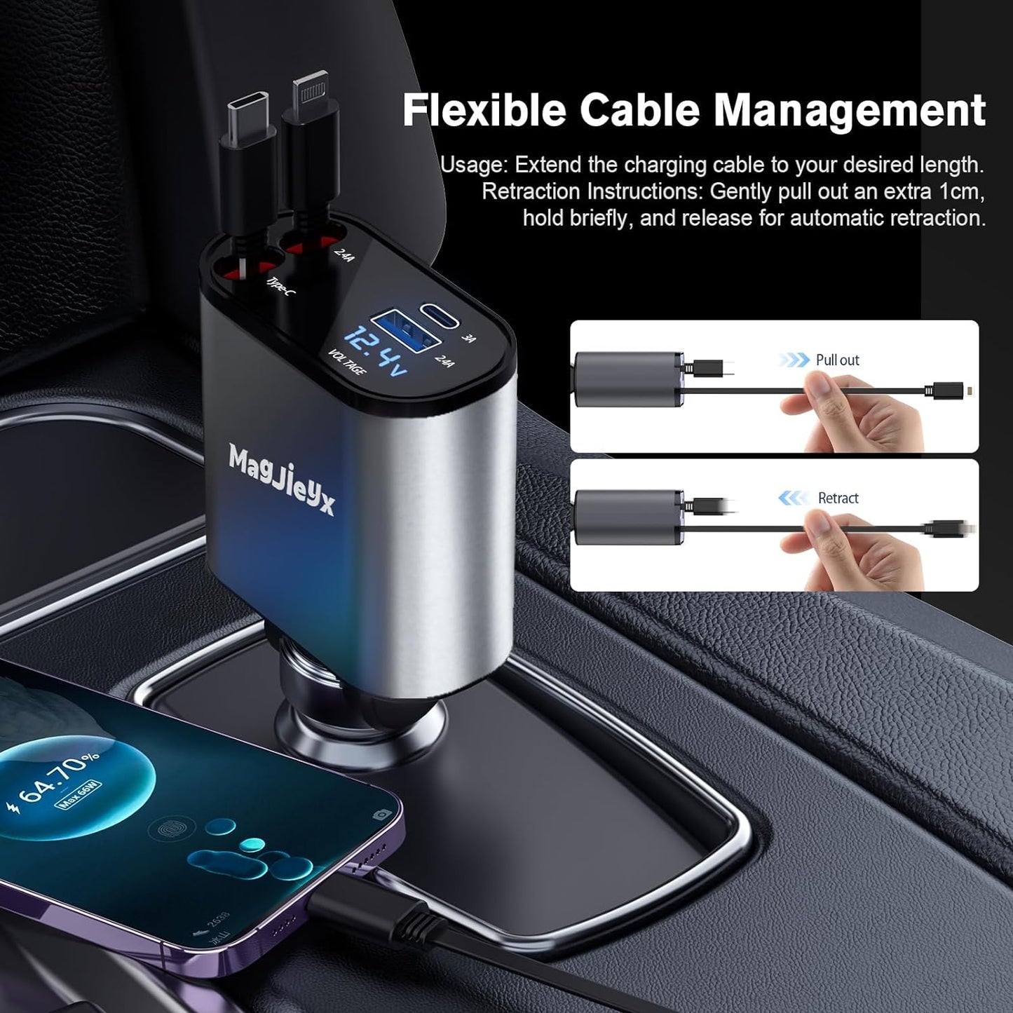 4-In-1 Retractable Car Charger Pro